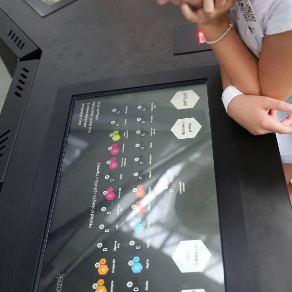 Kiosek s názvem Mozek byl umístěn ve středu místnosti a po načtení vstupenky si hráči mohli zobrazit dosažené výsledky z jednotlivých kiosků a zároveň zde bylo vidět, jaké kiosky návštěvníci ještě nenavštívili. Nově příchozí návštěvníci si zde také mohli vytvořit svůj profil.